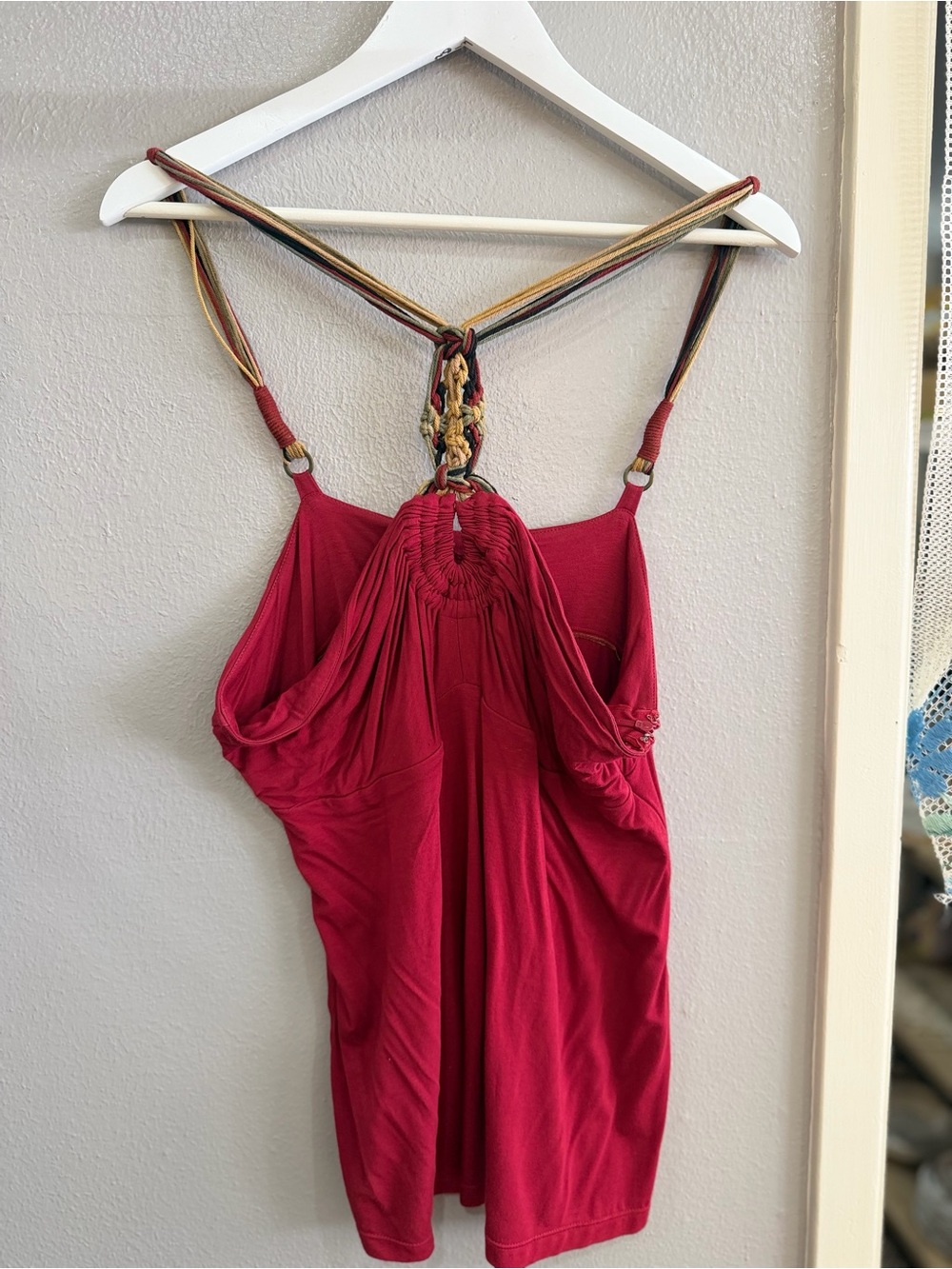 ECI Red Braided-Strap Bandeau Sleep Tank
